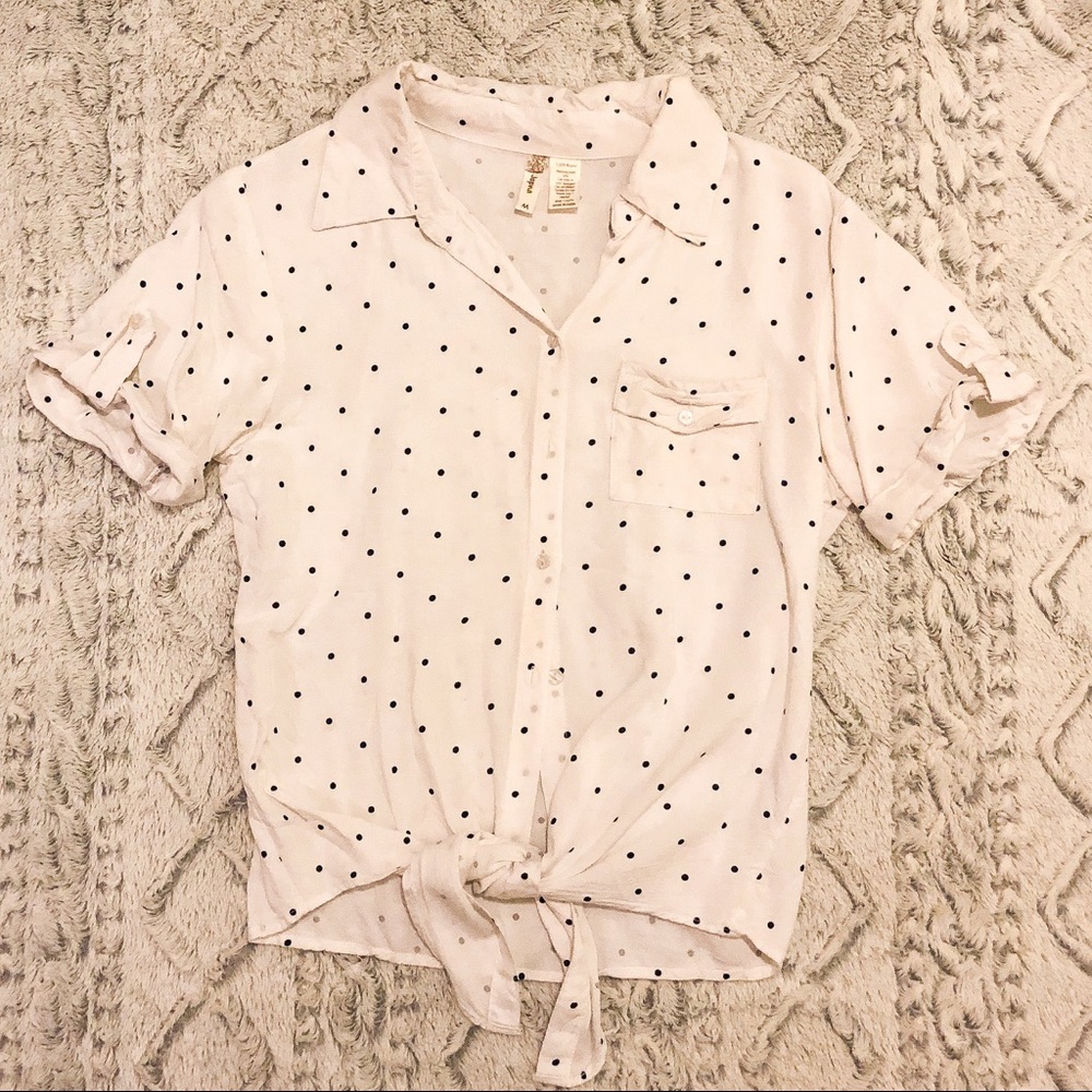 Tie-Front Button Down Blouse